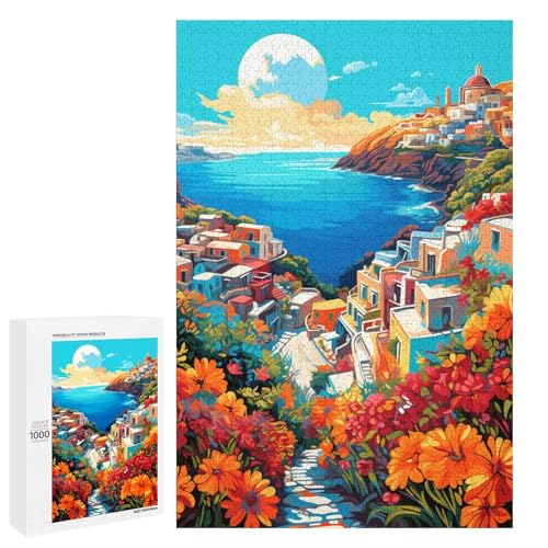 Puzzle für Erwachsene 1000 Teile Bunte Psychedelia der griechischen Inseln Puzzle für Erwachsene Holzspiele für die ganze Familie Weihnachts und Geburtstagsgeschenke 75 x 50 cm von QSYFNBZL