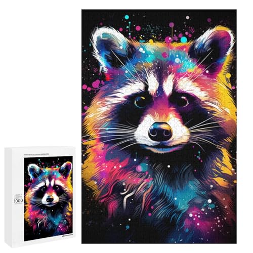 Puzzle für Erwachsene 1000 Teile Bunte Psychedelia des Sternenhimmels Waschbär Holzpuzzle Lernspielzeug Familienspiele 75 x 50 cm Puzzle für Erwachsene 1000 Teile Bunte Psychedelia des Sternenhimmels Waschbär Holzpuzzle Lernspielzeug Familienspiele 75 x 50 cm von QSYFNBZL