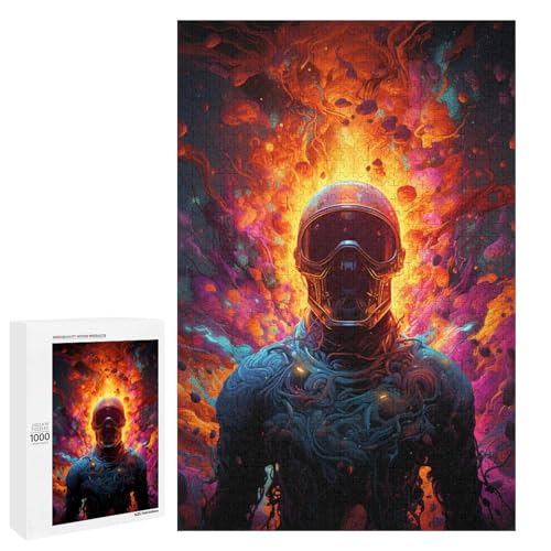 Puzzle für Erwachsene 1000 Teile Bunte Psychedelia mit Neon Astronauten Puzzle für Erwachsene Holzspiele für die ganze Familie Weihnachts und Geburtstagsgeschenke 75 x 50 cm von QSYFNBZL