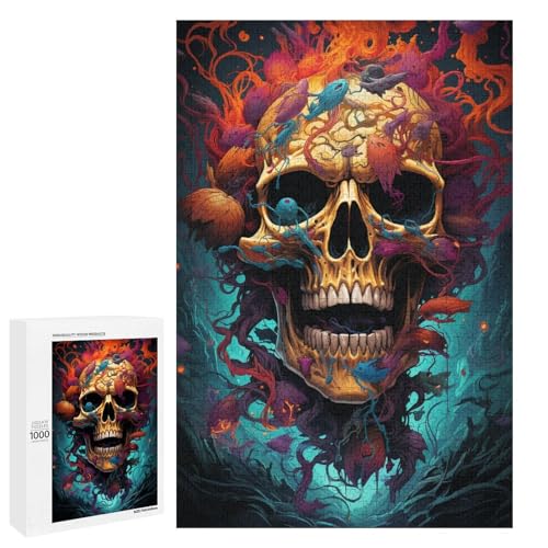 Puzzle für Erwachsene 1000 Teile Bunte Psychedelia mit bösen Skeletten Puzzles Spiele Spielzeug Geschenk geeignet als Schreibtischdekoration 75 x 50 cm von QSYFNBZL