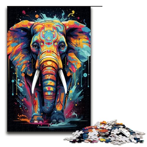 Puzzle für Erwachsene 1000 Teile Bunte Psychedelie afrikanischer Elefanten Holzpuzzle Lernspielzeug Familienspiele 75 x 50 cm Puzzle für Erwachsene 1000 Teile Bunte Psychedelie afrikanischer Elefanten Holzpuzzle Lernspielzeug Familienspiele 75 x 50 cm von QSYFNBZL