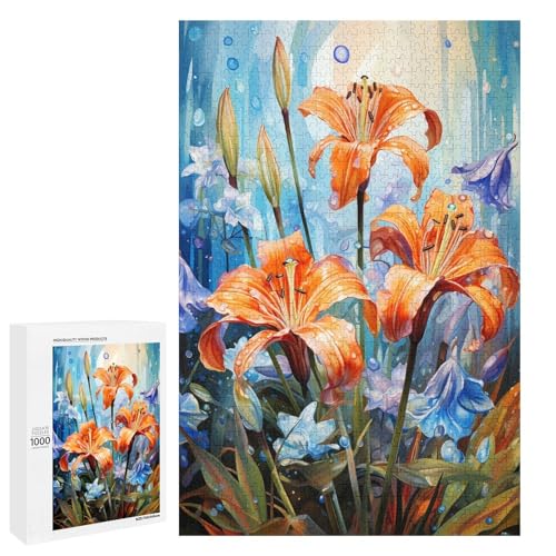 Puzzle für Erwachsene 1000 Teile Bunte Psychedelie der spanischen Hyazinthen Puzzle Spiele Spielzeug Geschenk geeignet als Schreibtischdekoration 75 x 50 cm von QSYFNBZL