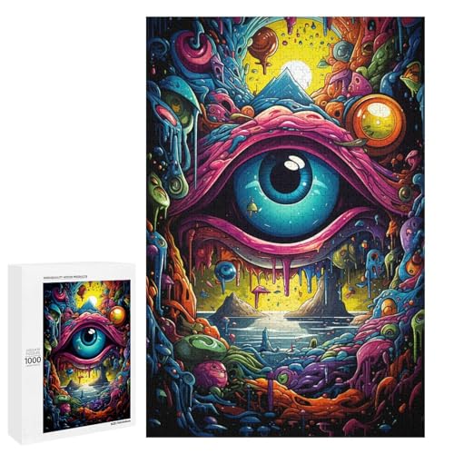 Puzzle für Erwachsene 1000 Teile Bunte psychedelische Augen Familienspaß Puzzle tolles Geschenk für Teenager ab 14 Jahren 75 x 50 cm von QSYFNBZL