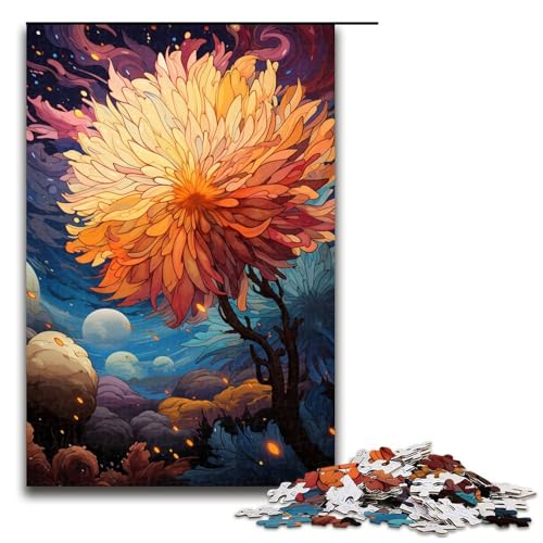 Puzzle für Erwachsene 1000 Teile Bunte psychedelische Blumen Puzzle für Erwachsene Holzspiele für die ganze Familie Weihnachts und Geburtstagsgeschenke 75 x 50 cm von QSYFNBZL