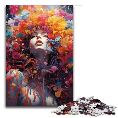 Puzzle für Erwachsene 1000 Teile Bunte psychedelische Blumenfrau Holzpuzzle Lernspielzeug Familienspiele 75 x 50 cm Puzzle für Erwachsene 1000 Teile Bunte psychedelische Blumenfrau Holzpuzzle Lernspielzeug Familienspiele 75 x 50 cm von QSYFNBZL