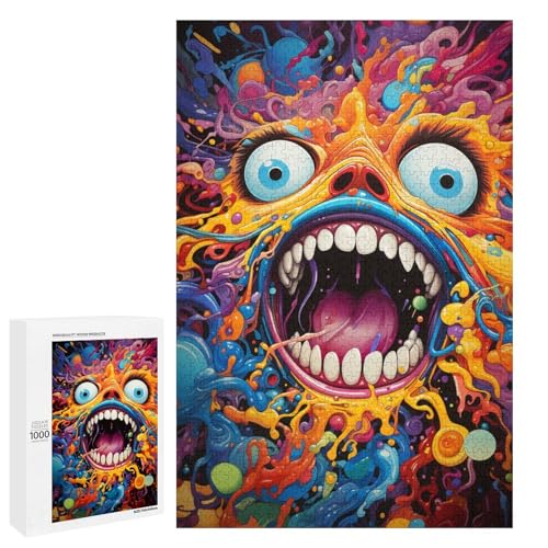 Puzzle für Erwachsene 1000 Teile Bunte psychedelische Gesichter Puzzle Lernspiele für Zuhause DIY Spielzeug tolles Geschenk für Spiele 75 x 50 cm von QSYFNBZL