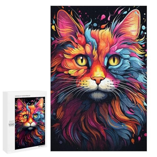 Puzzle für Erwachsene 1000 Teile Bunte psychedelische Katze Heimdekoration Puzzle Spielzeug Geschenk für die ganze Familie 75 x 50 cm Puzzle für Erwachsene 1000 Teile Bunte psychedelische Katze Heimdekoration Puzzle Spielzeug Geschenk für die ganze Familie 75 x 50 cm von QSYFNBZL