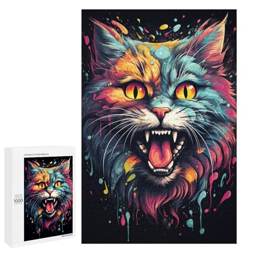 Puzzle für Erwachsene 1000 Teile Bunte psychedelische Katze Heimdekoration Puzzle Spielzeug Geschenk für die ganze Familie 75 x 50 cm Puzzle für Erwachsene 1000 Teile Bunte psychedelische Katze Heimdekoration Puzzle Spielzeug Geschenk für die ganze Familie 75 x 50 cm von QSYFNBZL