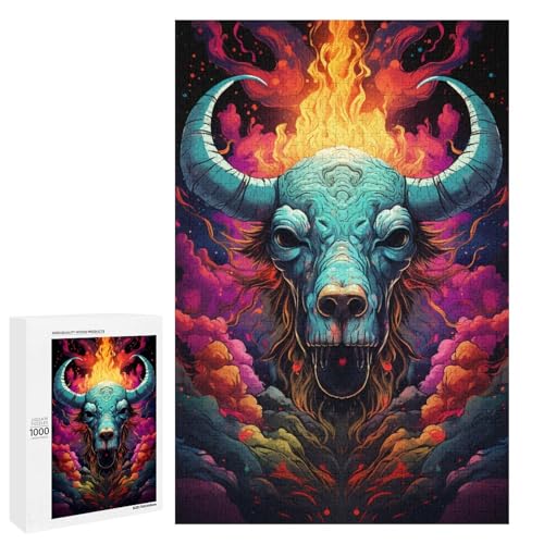 Puzzle für Erwachsene 1000 Teile Bunte psychedelische Kuh aus der Zukunft Puzzlespiel Spielzeug lustig 75 x 50 cm von QSYFNBZL