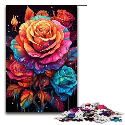 Puzzle für Erwachsene 1000 Teile Bunte psychedelische Rosen Holzpuzzle Lernspielzeug Familienspiele 75 x 50 cm Puzzle für Erwachsene 1000 Teile Bunte psychedelische Rosen Holzpuzzle Lernspielzeug Familienspiele 75 x 50 cm von QSYFNBZL