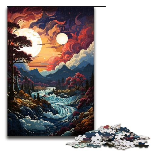 Puzzle für Erwachsene 1000 Teile Bunter Psychedelischer See im Sognefjord Puzzle Spiele Spielzeug Geschenk geeignet als Schreibtischdekoration 75 x 50 cm von QSYFNBZL
