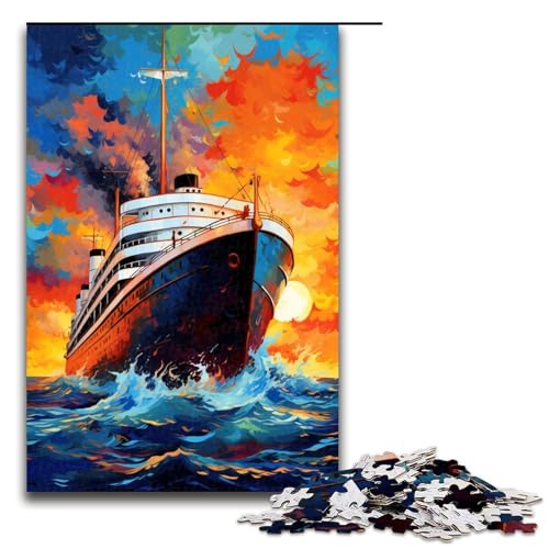 Puzzle für Erwachsene 1000 Teile Dampfschiff ist von Spritzern umgeben viele Bunte Holzpuzzles Lernspielzeug Familienspiele 1000 Teile von QSYFNBZL
