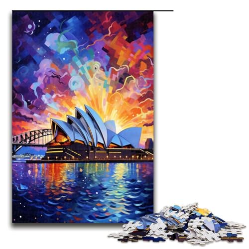 Puzzle für Erwachsene 1000 Teile Das Sydney Opera House ist umgeben Holzpuzzle Lernspielzeug Familienspiele 1000 PCS von QSYFNBZL
