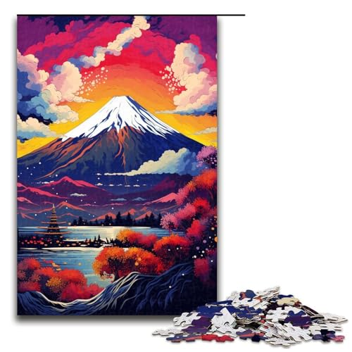 Puzzle für Erwachsene 1000 Teile Der Berg Fuji in Japan ist von Spritzern umgeben Viele Farben Heimdekoration Puzzlespielzeug Geschenk für die ganze Familie 75 x 50 cm von QSYFNBZL