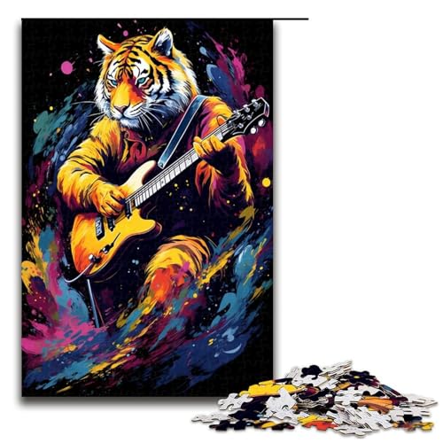 Puzzle für Erwachsene 1000 Teile Der Tiger spielt Gitarre Puzzle für Zuhause Lernspiele DIY Spielzeug tolles Geschenk für Spiele 1000 Teile von QSYFNBZL