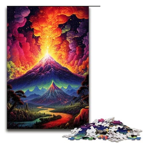 Puzzle für Erwachsene 1000 Teile Der psychedelische Vulkanausbruch Puzzle für Erwachsene Holzspiele für die ganze Familie Weihnachts und Geburtstagsgeschenke 75 x 50 cm von QSYFNBZL