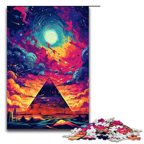 Puzzle für Erwachsene 1000 Teile Die Pyramiden von Ägypten sind von Spritzern umgeben Viele Farben Puzzle Lernspiele für Zuhause DIY Spielzeug tolles Geschenk für Spiele 75 x 50 cm von QSYFNBZL