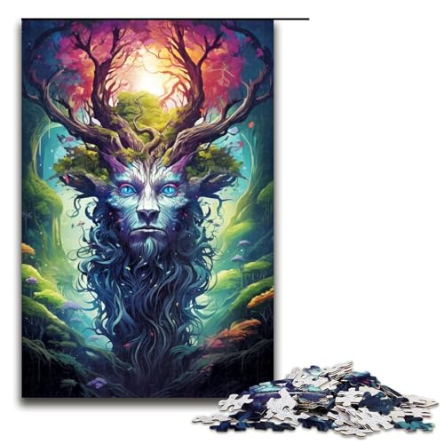 Puzzle für Erwachsene 1000 Teile Die farbenfrohe Psychedelia des Waldgeistes Puzzlespiel Spielzeug lustig 75 x 50 cm von QSYFNBZL