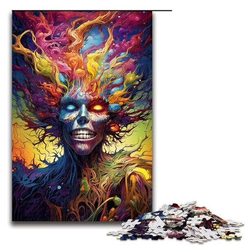 Puzzle für Erwachsene 1000 Teile Doodle buntes Monster Puzzle für Kinder Holzpuzzle dekomprimierendes intellektuelles Lernspielzeug 75 x 50 cm von QSYFNBZL