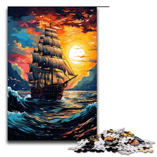 Puzzle für Erwachsene 1000 Teile Dunkles Piratenschiff von SplattersLots Dickes farbiges Puzzle für Erwachsene Holzspiele für die ganze Familie Weihnachts und Geburtstagsgeschenke 75 x 50 cm von QSYFNBZL