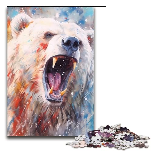 Puzzle für Erwachsene 1000 Teile Eisbär Aquarelle Puzzle für Lernspiele Herausforderungsspielzeug einzigartige Heimdekoration und Geschenke 75 x 50 cm von QSYFNBZL