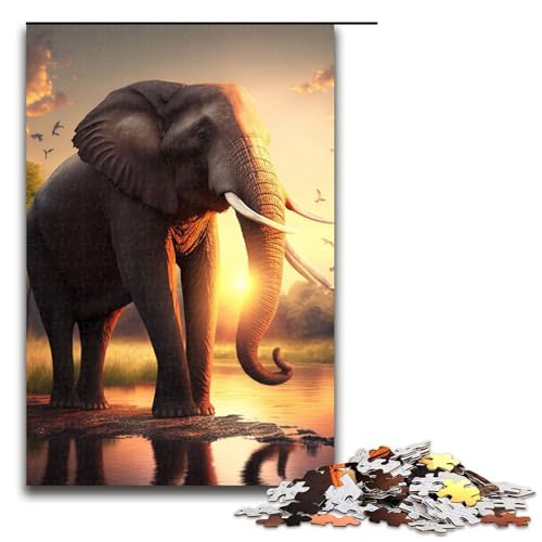 Puzzle für Erwachsene 1000 Teile Elefanten Tierpuzzle Spielspielzeug lustig 75 x 50 cm von QSYFNBZL
