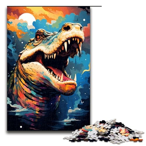 Puzzle für Erwachsene 1000 Teile Es gibt viele Bunte Spritzer rund um das Krokodil Puzzle für Lernspiele Herausforderungsspielzeug einzigartige Heimdekoration und Geschenke 75 x 50 cm von QSYFNBZL