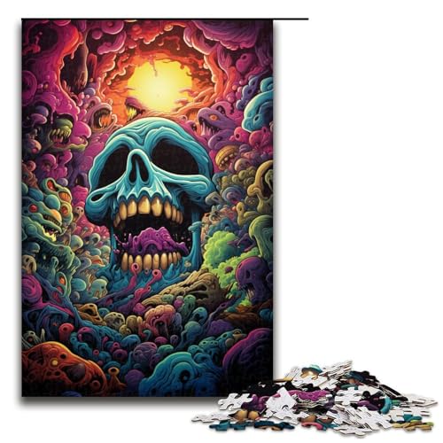 Puzzle für Erwachsene 1000 Teile Fantasie Bunte Totenkopf Puzzles Spielspielzeug lustig 75 x 50 cm von QSYFNBZL