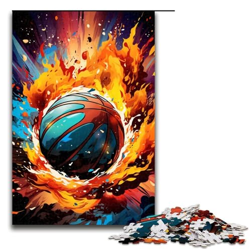 Puzzle für Erwachsene 1000 Teile Fantasie Farbe Basketball Feuer DIY Puzzle Spielzeug tolle Geschenke zu Weihnachten für Teenager ab 14 Jahren 75 x 50 cm von QSYFNBZL