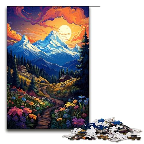 Puzzle für Erwachsene 1000 Teile Fantasie Sonnenuntergang Berge Kunstwerk Geburtstagsgeschenk Wandkunst 75 x 50 cm von QSYFNBZL