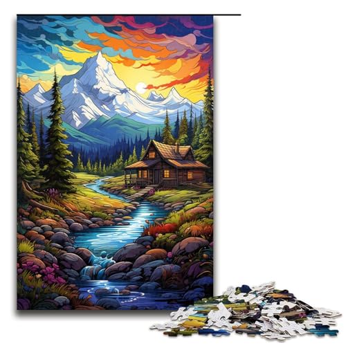 Puzzle für Erwachsene 1000 Teile Fantasie Sonnenuntergang Berge unmögliches Puzzle Familienspiel Stressabbau schwierige Herausforderung 75 x 50 cm von QSYFNBZL