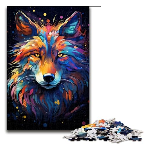 Puzzle für Erwachsene 1000 Teile Fantasie bunter Grauer Wolf Puzzle für Erwachsene Holzspiele für die ganze Familie Weihnachts und Geburtstagsgeschenke 75 x 50 cm Puzzle für Erwachsene 1000 Teile Fantasie bunter Grauer Wolf Puzzle für Erwachsene Holzspiele für die ganze Familie Weihnachts und Geburtstagsgeschenke 75 x 50 cm von QSYFNBZL