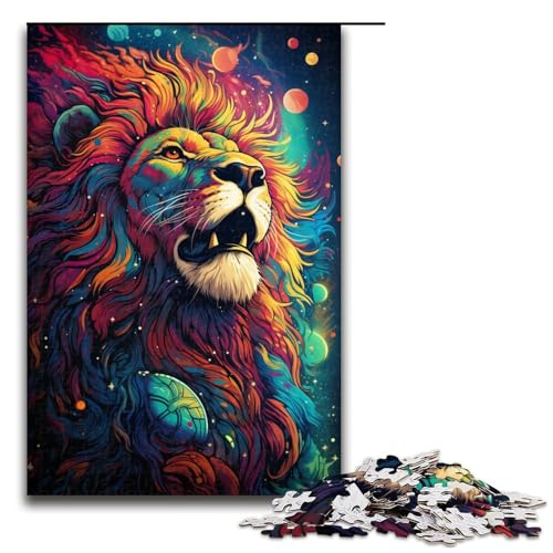 Puzzle für Erwachsene 1000 Teile Fantasie bunter Löwe Kunstwerk Geburtstagsgeschenk Wandkunst 75 x 50 cm von QSYFNBZL