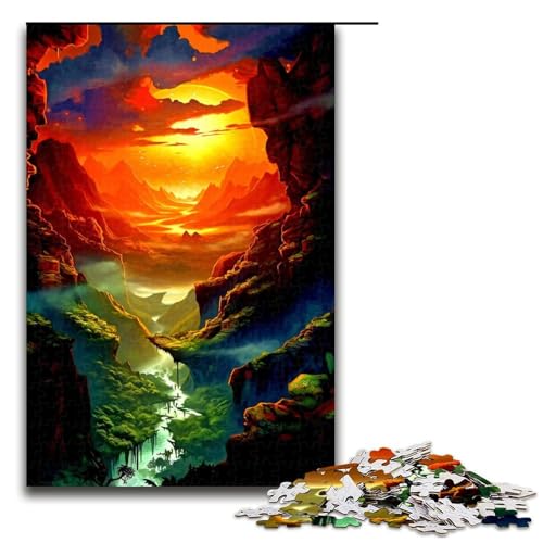 Puzzle für Erwachsene 1000 Teile Fantasielandschaft Holzpuzzle Lernspielzeug Familienspiele 75 x 50 cm von QSYFNBZL