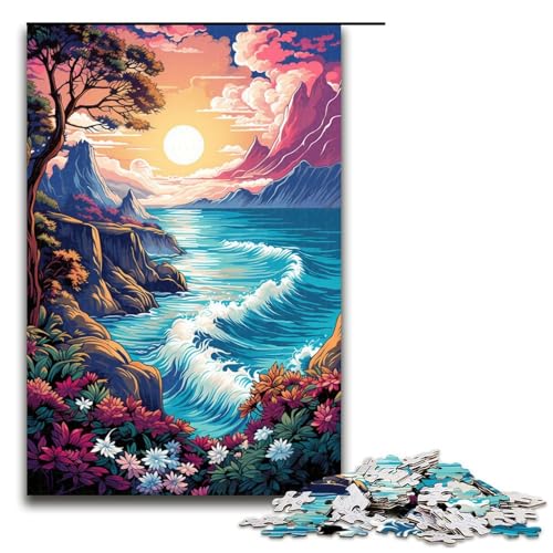 Puzzle für Erwachsene 1000 Teile Fantasy Strand bei Sonnenuntergang Puzzlespiel Spielzeug lustig 75 x 50 cm von QSYFNBZL