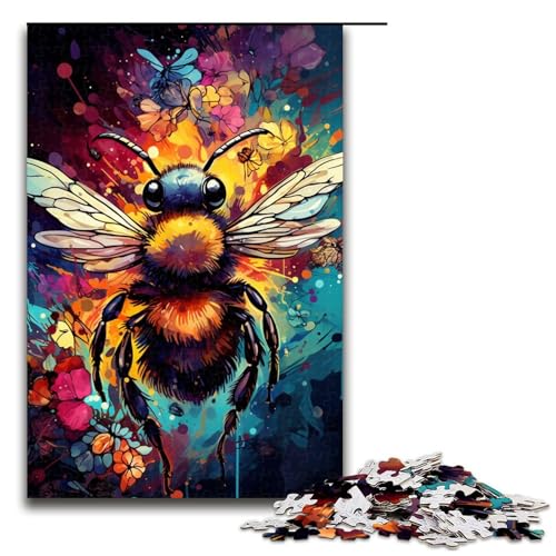 Puzzle für Erwachsene 1000 Teile Farbmalerei Bienen Puzzle Familienspaß tolles Geschenk für Teenager ab 14 Jahren 75 x 50 cm von QSYFNBZL