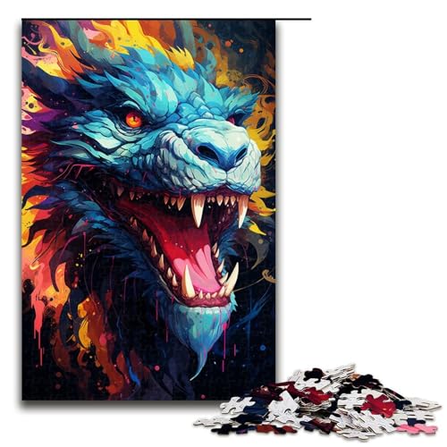 Puzzle für Erwachsene 1000 Teile Farbmalerei Drachen Puzzle für Lernspiele Herausforderungsspielzeug einzigartige Heimdekoration und Geschenke 75 x 50 cm von QSYFNBZL