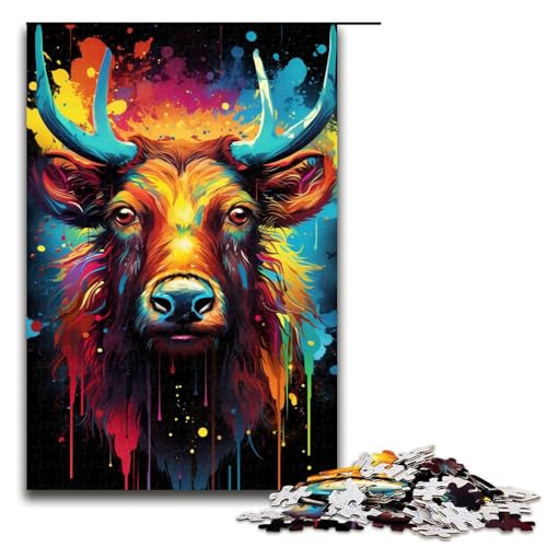 Puzzle für Erwachsene 1000 Teile Farbmalerei Elchspielzeug intellektuelles Spiel ganze Familie 75 x 50 cm Puzzle für Erwachsene 1000 Teile Farbmalerei Elchspielzeug intellektuelles Spiel ganze Familie 75 x 50 cm von QSYFNBZL