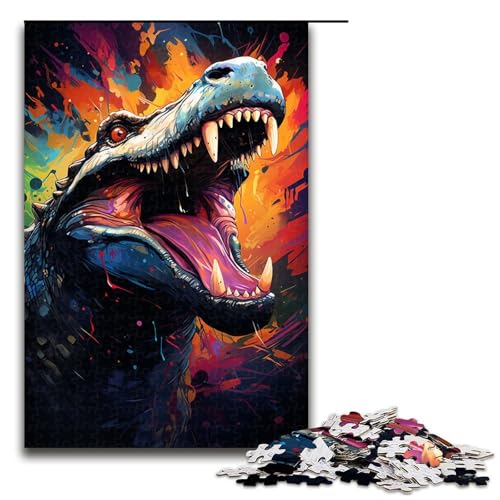 Puzzle für Erwachsene 1000 Teile Farbmalerei Krokodil Puzzle für Lernspiele Herausforderungsspielzeug einzigartige Heimdekoration und Geschenke 75 x 50 cm von QSYFNBZL