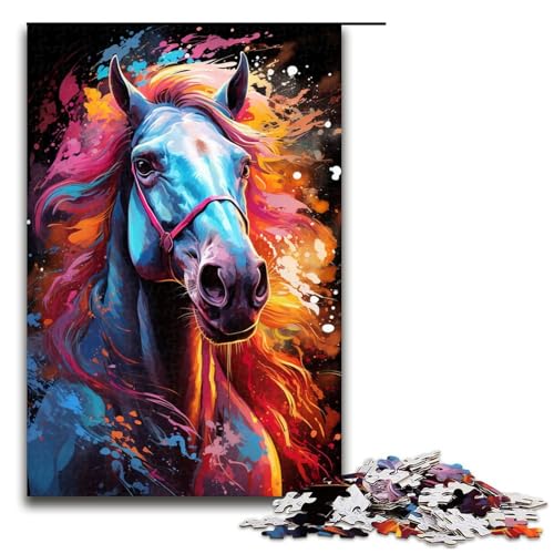 Puzzle für Erwachsene 1000 Teile Farbmalerei Pferde Puzzle Lernspiele für Zuhause DIY Spielzeug tolles Geschenk für Spiele 75 x 50 cm Puzzle für Erwachsene 1000 Teile Farbmalerei Pferde Puzzle Lernspiele für Zuhause DIY Spielzeug tolles Geschenk für Spiele 75 x 50 cm von QSYFNBZL