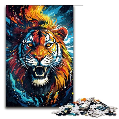 Puzzle für Erwachsene 1000 Teile Farbmalerei Tigerspielzeug intellektuelles Spiel ganze Familie 75 x 50 cm Puzzle für Erwachsene 1000 Teile Farbmalerei Tigerspielzeug intellektuelles Spiel ganze Familie 75 x 50 cm von QSYFNBZL
