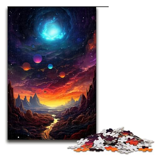 Puzzle für Erwachsene 1000 Teile Farbplanetenlandschaft Puzzlespiel Spielzeug lustig 75 x 50 cm von QSYFNBZL