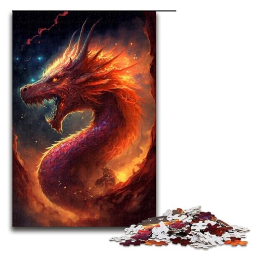 Puzzle für Erwachsene 1000 Teile Feuerdrache im Himmel Puzzle Lernspiele für Zuhause DIY Spielzeug tolles Geschenk für Spiele 1000 Teile von QSYFNBZL