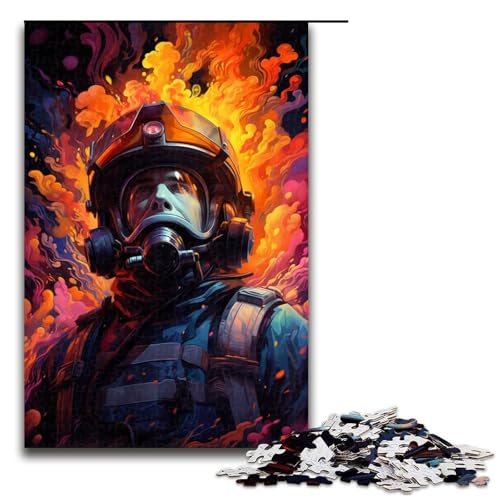 Puzzle für Erwachsene 1000 Teile Feuerwehrmann Puzzle farbenfroh psychedelisch Spielspielzeug lustig 75 x 50 cm von QSYFNBZL