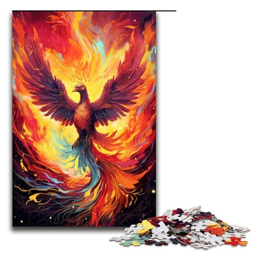Puzzle für Erwachsene 1000 Teile Flammen Phönix Kunstwerk Geburtstagsgeschenk Wandkunst 75 x 50 cm von QSYFNBZL