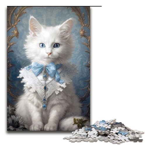 Puzzle für Erwachsene 1000 Teile Flauschiges weißes Kätzchen Puzzlespiel Spielzeug lustig 75 x 50 cm von QSYFNBZL