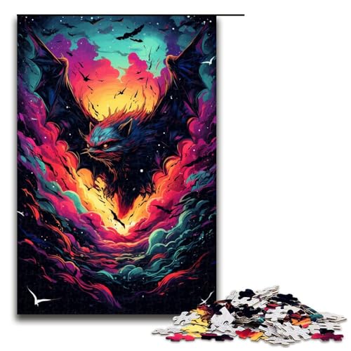 Puzzle für Erwachsene 1000 Teile Fledermaus von Splatters Viele Dicke Bunte Wolken an der Seite Puzzle für Erwachsene Holzspiele für die ganze Familie Weihnachts und Geburtstagsgeschenke 75 x 50 cm von QSYFNBZL
