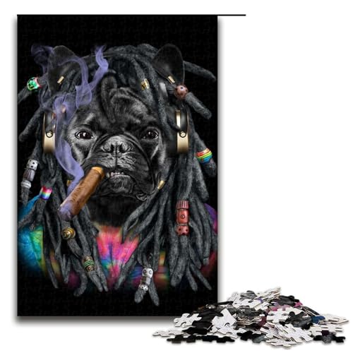 Puzzle für Erwachsene 1000 Teile Französische Bulldogge Dreadlocks Puzzle für Erwachsene Holzspiele für die ganze Familie Weihnachts und Geburtstagsgeschenke 75 x 50 cm Puzzle für Erwachsene 1000 Teile Französische Bulldogge Dreadlocks Puzzle für Erwachsene Holzspiele für die ganze Familie Weihnachts und Geburtstagsgeschenke 75 x 50 cm von QSYFNBZL