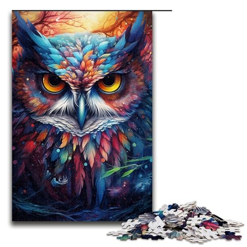 Puzzle für Erwachsene 1000 Teile Gemälde Bunte Eulenkunst Puzzle für Kinder Holzpuzzle dekomprimierendes intellektuelles Lernspielzeug 75 x 50 cm Puzzle für Erwachsene 1000 Teile Gemälde Bunte Eulenkunst Puzzle für Kinder Holzpuzzle dekomprimierendes intellektuelles Lernspielzeug 75 x 50 cm von QSYFNBZL