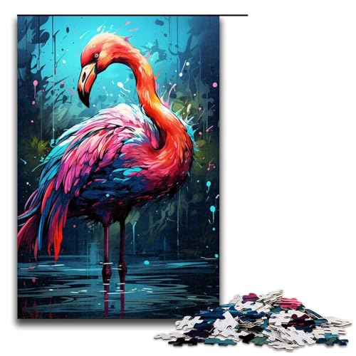 Puzzle für Erwachsene 1000 Teile Gemälde Bunte Flamingos Geburtstagsgeschenk Geschenke für Teenager ab 14 Jahren 75 x 50 cm von QSYFNBZL